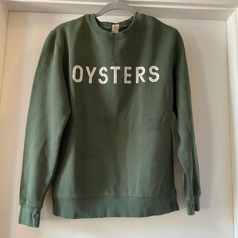 Island Creek OYSTERS sweatshirt, army green, size small
